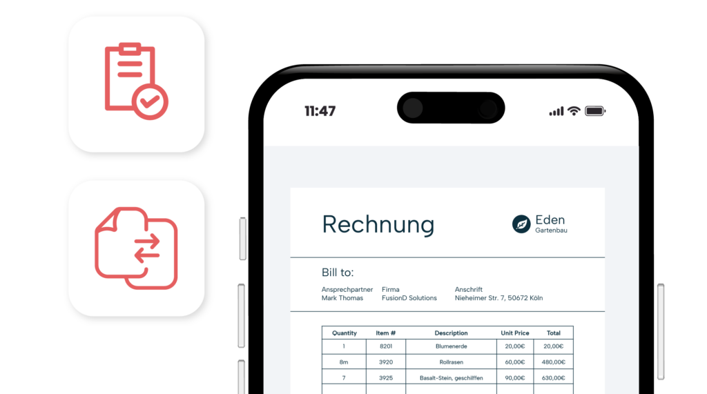 Rechnungsansicht auf Handy
