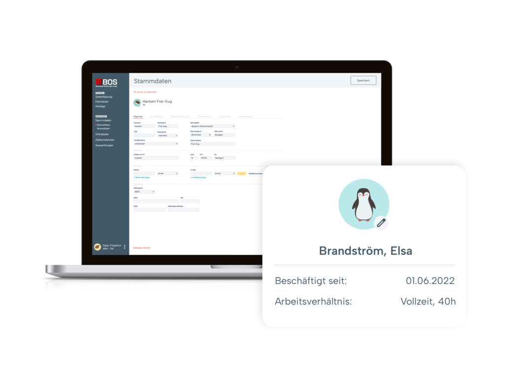 Laptop mit Stammdatenansicht