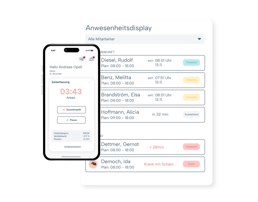 Software-Screenshot Zeitwirtschaft
